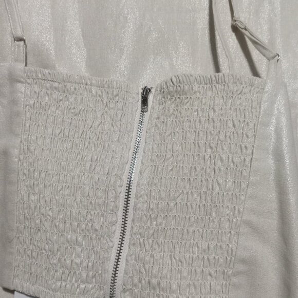 Jason Wu 2-PC Crop Top PantSuit (L) TAN w/gold flecks shines NWT - Picture 11 of 15